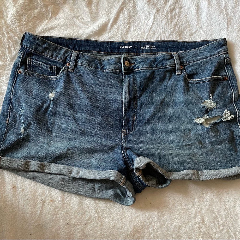 SOLD Old Navy High-Rise O.G Straight Secret Smooth Pockets Denim Shorts Size 22